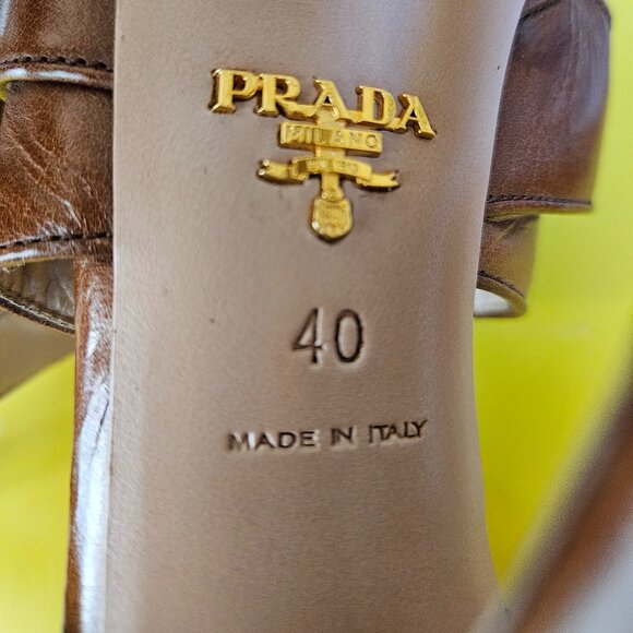 Prada Brown Leather Platform Heels - Picture 4 of 7